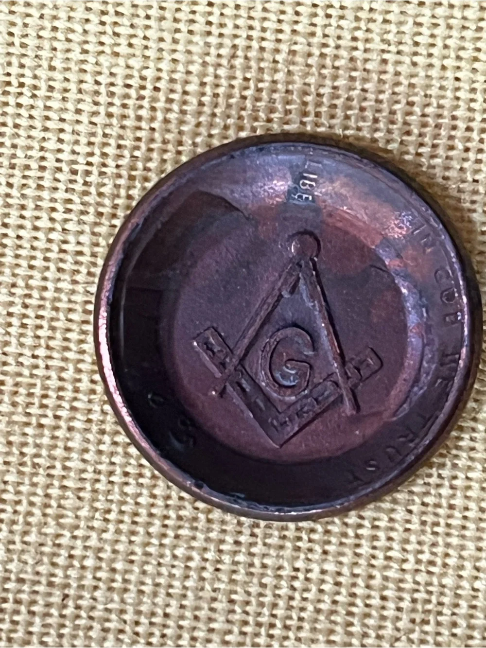 (Pre 1958) VTG Masonic Counterstamped Wheat Penny